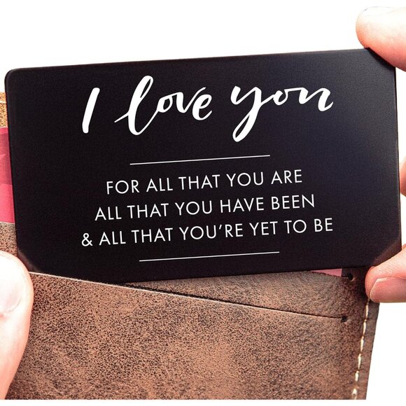 Other - I Love You Wallet Card – Engraved Keepsake for Him or Her, Durable Metal Wallet